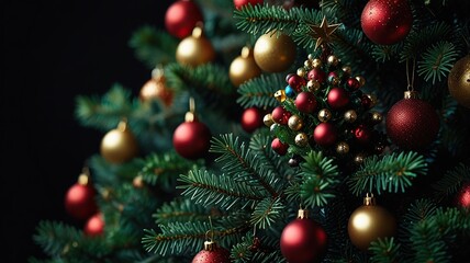 Fototapeta premium New Free Close-up on a beautifully decorated Christmas tree best Background 