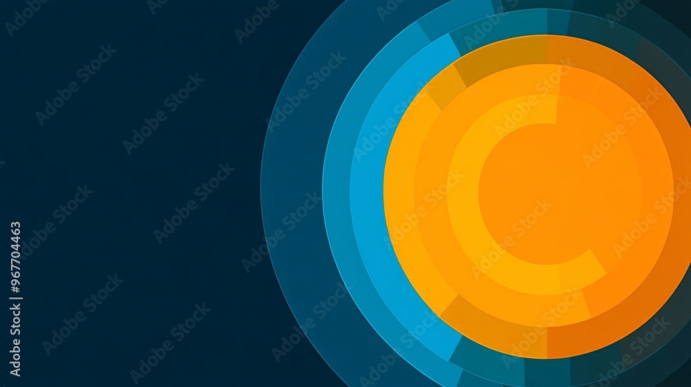 Poster Organic and geometric elements combined into one design using fluid curves alongside rigid shapes reflecting harmony between nature and technology Large space for text in center Stock Photo with copy