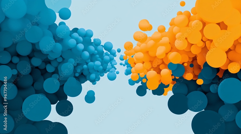 Aufkleber Organic and geometric elements combined into one design using fluid curves alongside rigid shapes reflecting harmony between nature and technology Large space for text in center Stock Photo with copy
