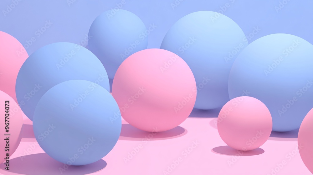 Leinwandbilder Dynamic 3D geometry featuring abstract cubes spheres and pyramids layered with depth and shadow effects to create a sense of futuristic complexity Large space for text in center Stock Photo with copy