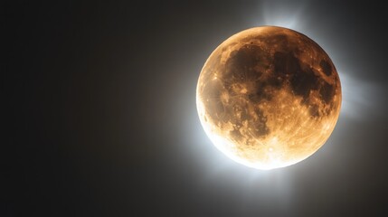Obraz premium A close-up of a glowing orange moon against a dark sky, showcasing lunar details.