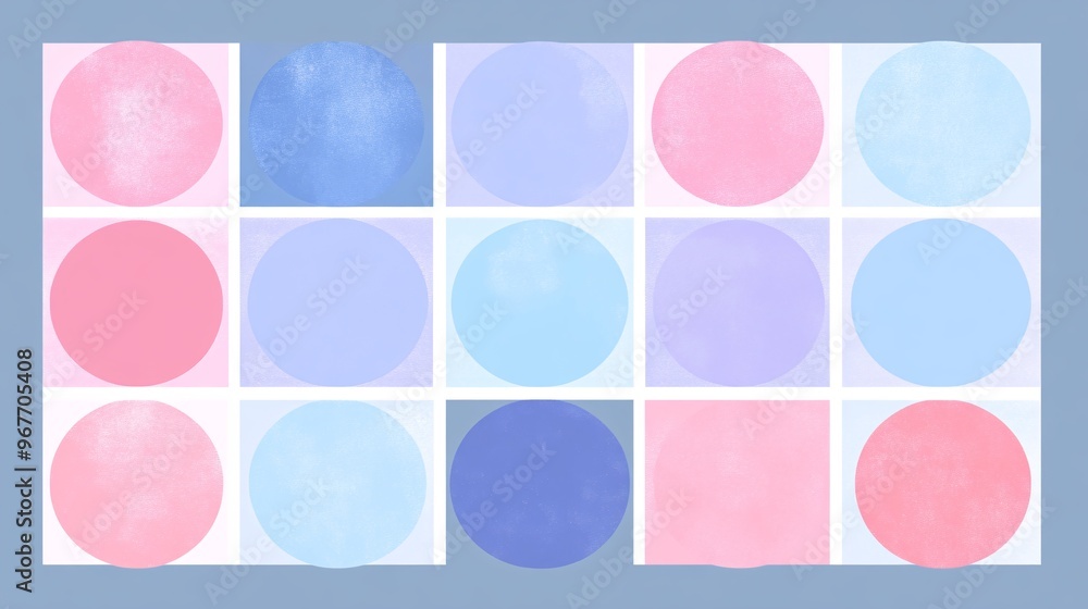Aufkleber Retro-inspired abstract geometric pattern in bright bold colors like coral and teal creating a nostalgic yet modern visual appeal Large space for text in center Stock Photo with copy space