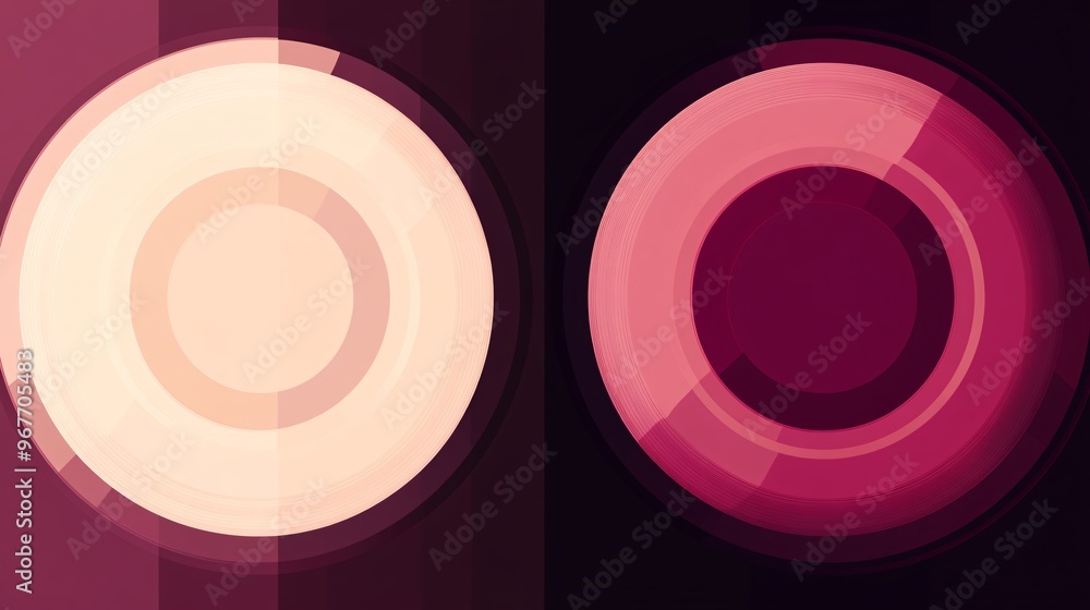 Aufkleber Symmetry in motion with geometric shapes like circles and lines forming a fluid abstract pattern Gradient colors enhance the sense of movement and modernity Large space for text in center Stock Photo