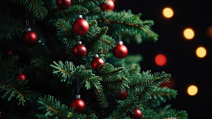 Obraz premium New Free Close-up on a beautifully decorated Christmas tree best Background 