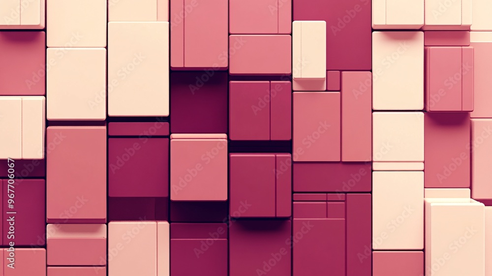 Leinwandbilder Dynamic abstract 3D forms in layered cubes and pyramids giving depth and a futuristic feel with sharp lines and shadow interplay Large space for text in center Stock Photo with copy space
