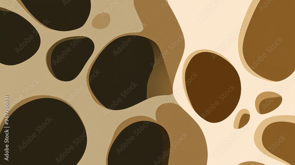 Aufkleber Flowing organic shapes intertwine with rigid geometric structures to form a design that reflects both nature and modern precision Large space for text in center Stock Photo with copy space