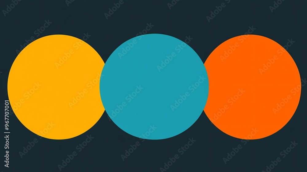 Poster Retro-inspired geometric pattern featuring bold circles and lines in vibrant retro colors creating a nostalgic yet fresh design Large space for text in center Stock Photo with copy space