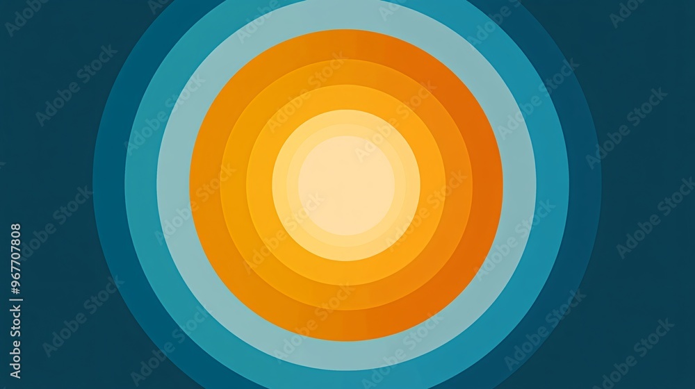 Aufkleber Symmetry in Motion abstract geometric pattern with flowing circles lines and triangles creating a sense of movement and balance Gradient colors accentuate the motion Large space for text in center