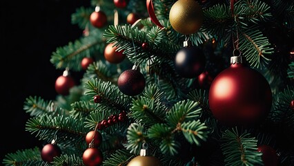 Fototapeta premium New Free Close-up on a beautifully decorated Christmas tree best Background 