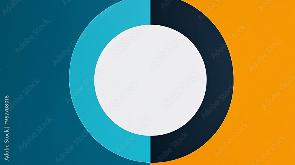 Aufkleber Minimalist monochrome geometry design featuring black and white squares rectangles and circles with clean lines and sharp contrast Large space for text in center Stock Photo with copy space