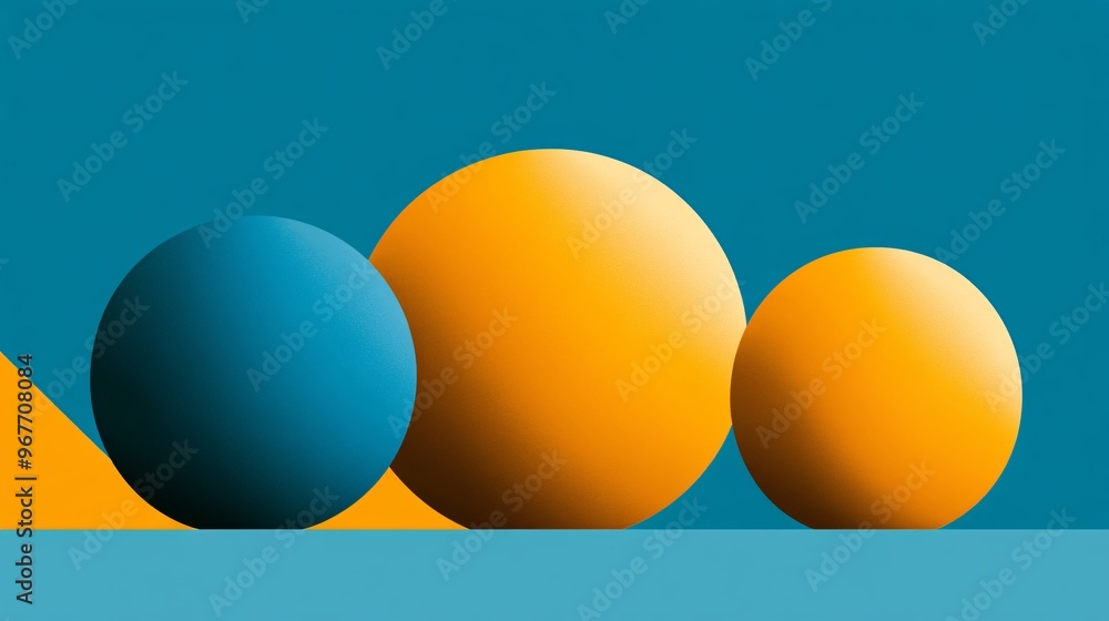 Poster Dynamic 3D geometric shapes such as cubes spheres and pyramids layered in different perspectives with shadow effects adding depth and futuristic appeal Large space for text in center Stock Photo with