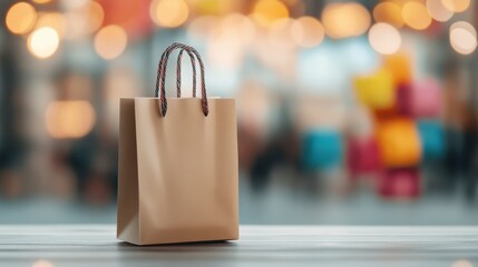 A stylish paper shopping bag displayed elegantly, ideal for retail promotions and eco-friendly packaging concepts.