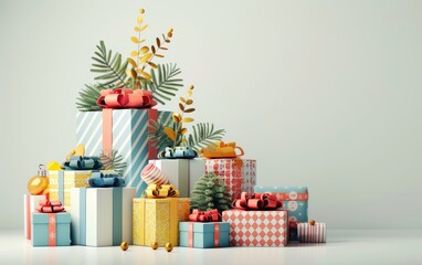 Gift Boxes Pile Christmas Decoration Background