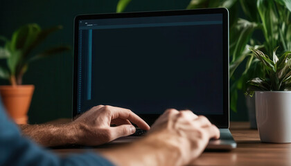 Developer using a code editor with dark theme, modern coding environment, efficient web development tools