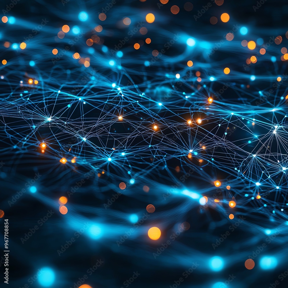 Aufkleber abstract visualization of interconnected nodes and glowing lights, showcasing technology and innovat