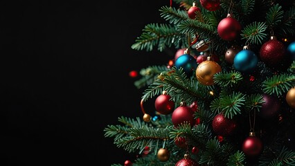 Obraz premium New Free Close-up on a beautifully decorated Christmas tree best Background 