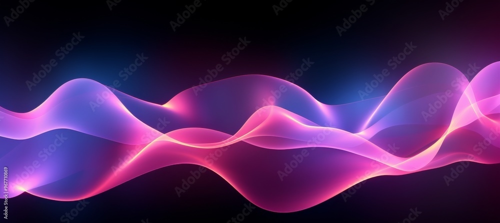 Poster colorful abstract wave patterns glowing in the dark background