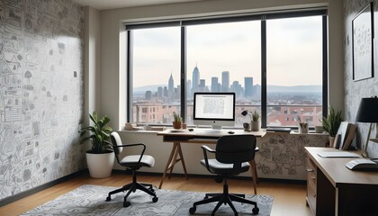 Photo interior modern design room 3d illustration;