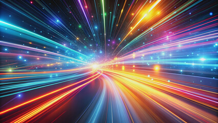 The image can be named Glowing Light Trails on a Highway at Night with Speed Motion Blur