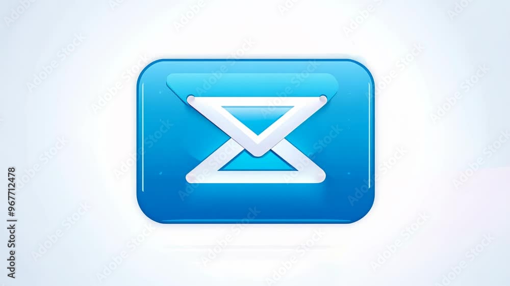 Poster blue envelope icon with a digital mail symbol, representing communication and messaging.