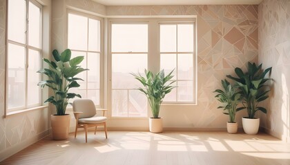 Photo interior modern design room 3d illustration;