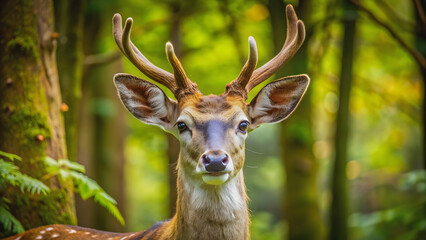 Close-up image of a graceful deer in a natural forest habitat, deer, wildlife, forest, nature, mammal, animal, graceful