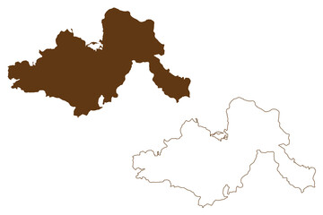 Suhl city (Federal Republic of Germany, Urban district, Free State of Thuringia) map vector illustration, scribble sketch Suhl map