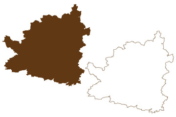 Tubingen district (Federal Republic of Germany, rural district, Baden-Wurttemberg State) map vector illustration, scribble sketch Tubingen map