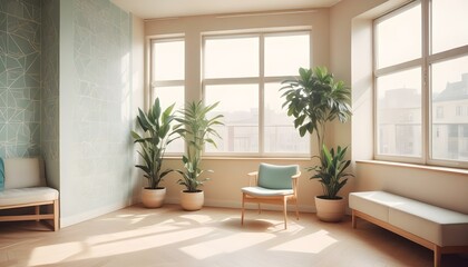 Photo interior modern design room 3d illustration;