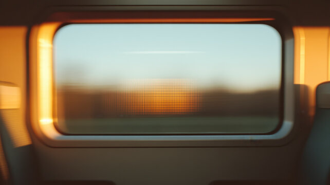 train seats bathed in golden sunlight