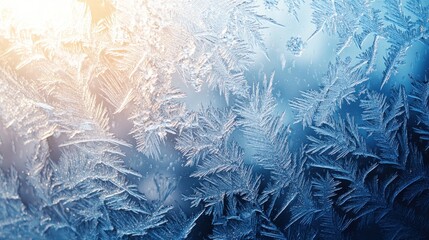 Frosty Windowpane with Sunlight Shining Through.
