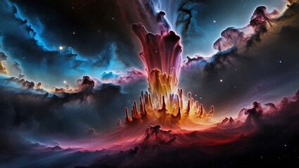 Obraz premium Stary night cosmos. Colorful space galaxy cloud nebula. Universe science astronomy. Supernova background wallpaper