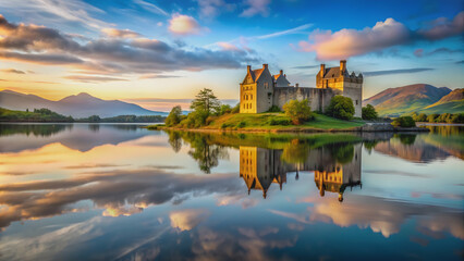 Castle reflected in calm water , castle, reflection, water, architecture, historic, medieval, moat, symmetry, tranquil