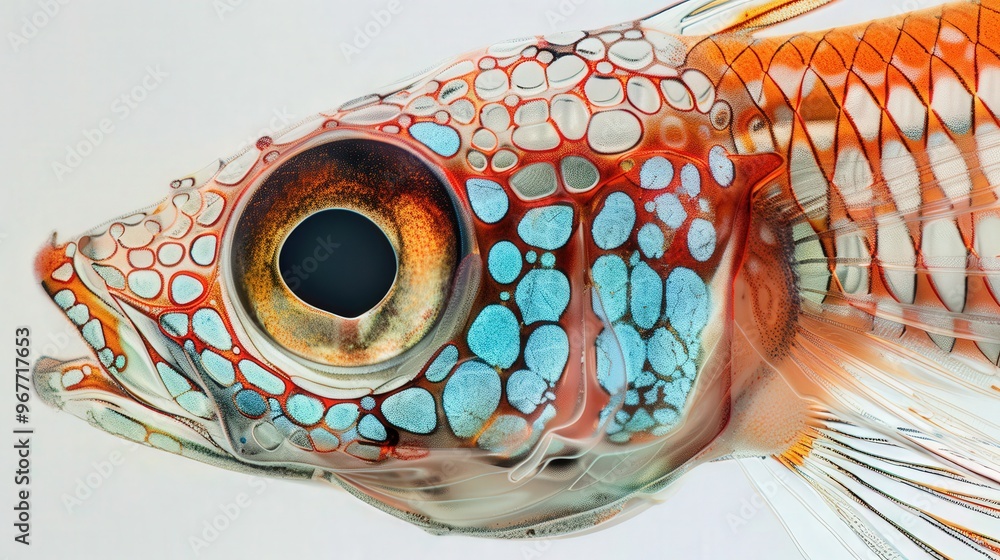 Poster cross-section of a fish gill, showing the intricate structure that allows for efficient oxygen extra