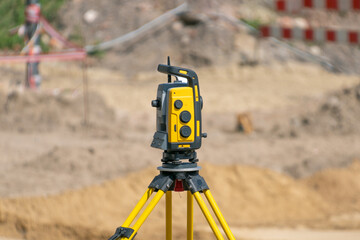 A surveying instrument for measuring distances on a construction site. total station
