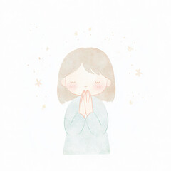Obraz premium Girl Praying Watercolor.
