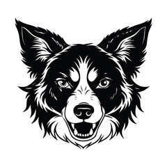 Naklejka premium angry Border Collie front side head silhouette