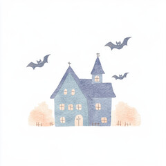 Haunted House Watercolor.