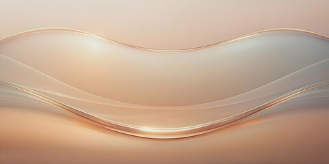 Abstract gradient frosted glass background with elegant curves in Pantone peach fuzz , texture