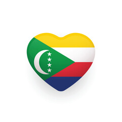 National flag of Comoros shaped as heart. Comoros flag. Vector Illustration.	
