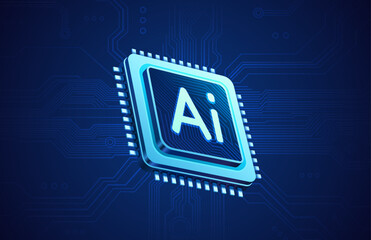 Ai chip, innovation tech, ai art technology. Vector illustration