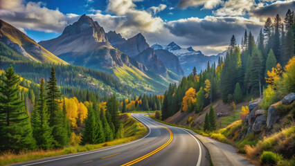 Scenic drive through winding mountain roads with breathtaking views, mountain, driving, car, road trip, adventure, landscape