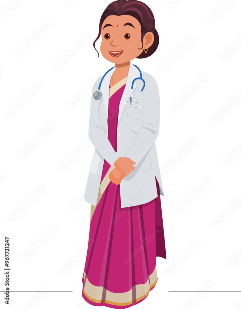 Wall mural indian female doctor., female doctor in saree. medical concept