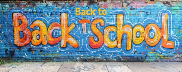 Colorful graffiti with "Back to School" text on a vibrant urban wall.