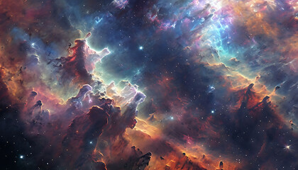 Fototapeta premium Stary night cosmos. Colorful space galaxy cloud nebula. Universe science astronomy. Supernova background wallpaper