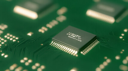 Green Printed Circuit Board or Computer Motherboard