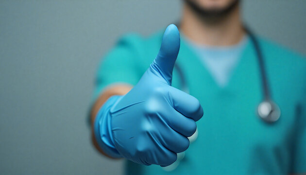 Appreciation Expressed with a Gloved Thumb Up