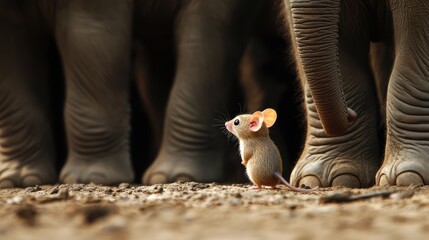 A Tiny Mouse and Giant Elephant Feet