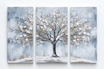 Oil paintings artwork, winter tree