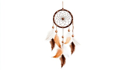 A beautifully crafted dreamcatcher featuring intricate webbing and delicate feathers, symbolizing protection and positive energy.